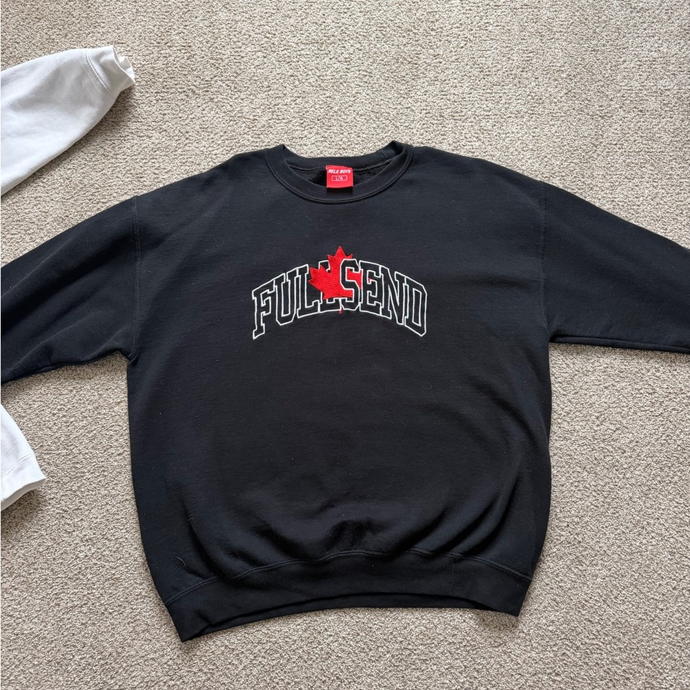 Full Send Black Crewneck Sweater for Men